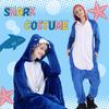 Sac Taske Shark Kigurumi Pajamas for Adults, Halloween Cosplay Costume (Blue)