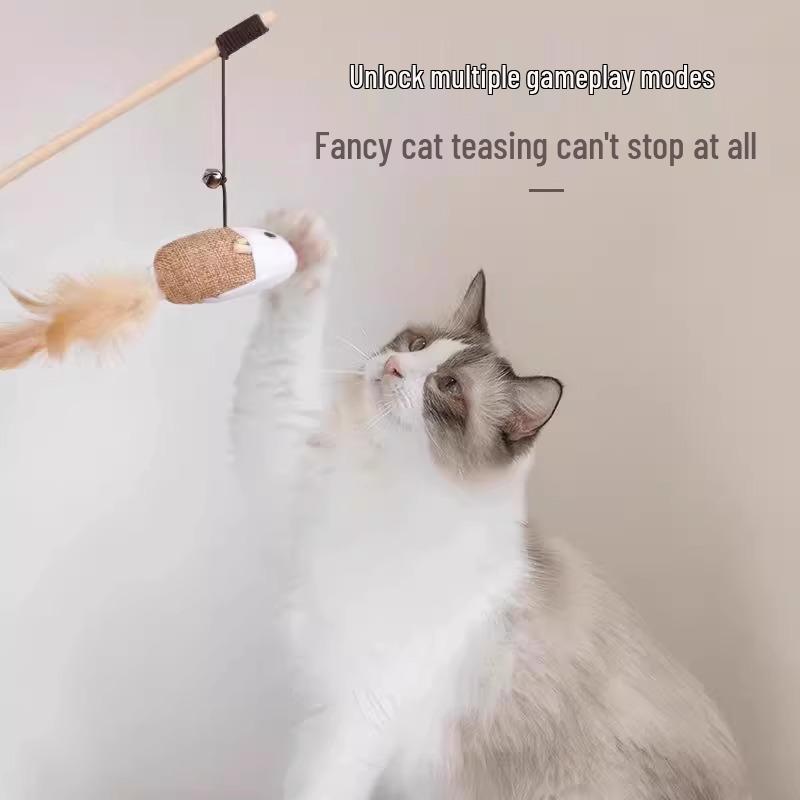 Cat Teaser Wand: Мышь и колокольчик для самостоятельной игры котенка и снятия энергии, устойчивые к укусам