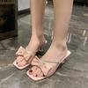 Fashion 2025 Fashion Open Toe Women's Slippers Summer Outdoor Butterfly-knot New Crystal Dress Plus Size Best Seller Heels Womenzapatos