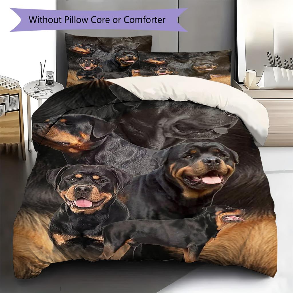 Dogs Pattern Bedding Set Quilt Cover Pillowcase Home Decor Gift (1 * duvet cover + 2 * pillowcase, without core)