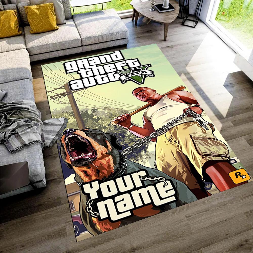 Grand Theft Auto Customizable Name Floor Rug Office Rug Perfect for Playrooms Hallway Living Rooms Decorate room Antislip Carpet Decorate Offices