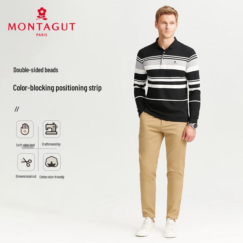 Мужская рубашка-поло MONTAGUT с длинным рукавом в стиле business casual