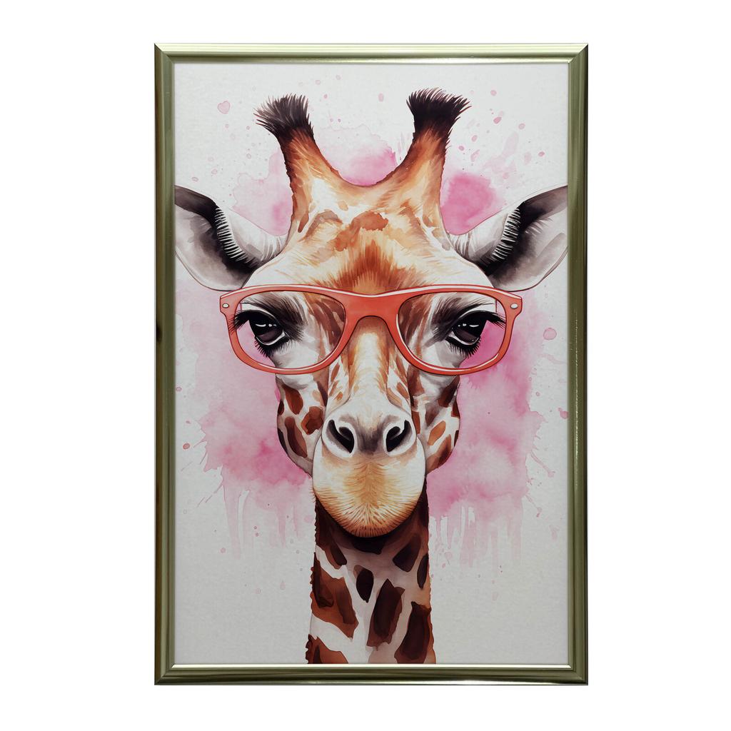 Pink Giraffe With Glasses Pink Giraffe With Glasses, 40X50 Cm, Frameless, Matte Paper 230 Gsm