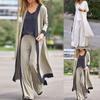 1 Set Cardigan Camisole Pants Color Block Wide Leg Women Elegant Long Sleeve Mid Waist Outfit for Office