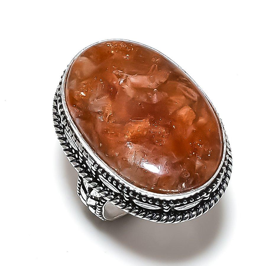 Sunstone Gemstone 925 Sterling Silver Jewelry Ring Size 8