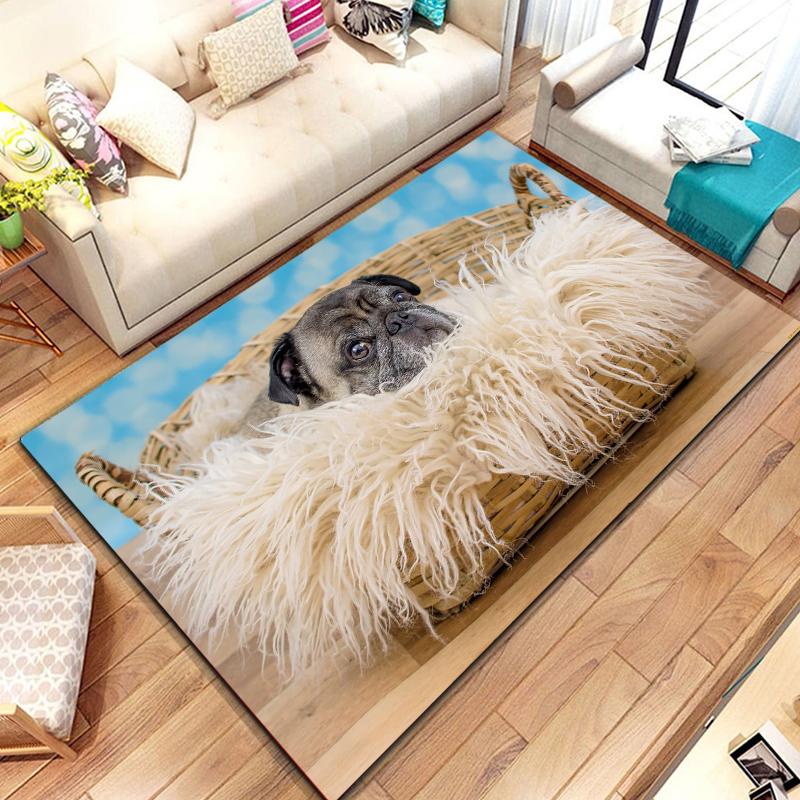 Lovely Pug Dog Water Absorption Anti-Slip Door Mat Cartoon Cute Animal Carpets Bedroom Rugs Decorative Stair Mats Home Decor