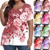 Womens Plus Size Tops Short Shirts V Neck Casual Clothing 3D Printed Tops T-Shirts