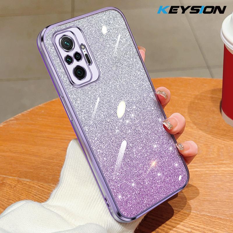 KEYSION Роскошный чехол-бампер с покрытием и блестками для Redmi Note 10 10S 10 Pro 4G, прозрачный мягкий TPU, противоударный чехол для Xiaomi POCO M5S
