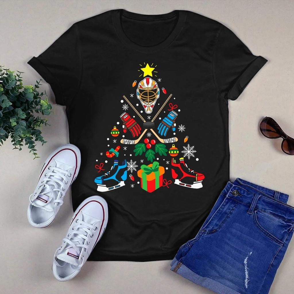 Men's and Women's T-shirts Ice Hockey Christmas Ornament Tree Xmas Gift