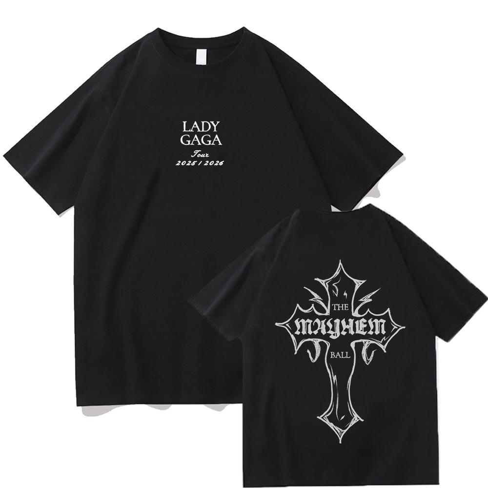Футболка Lady Gaga MAYHEM с перекрестным вырезом, модные графические футболки для мужчин и женщин, хлопок, высококачественная одежда, уличный топ для активного отдыха