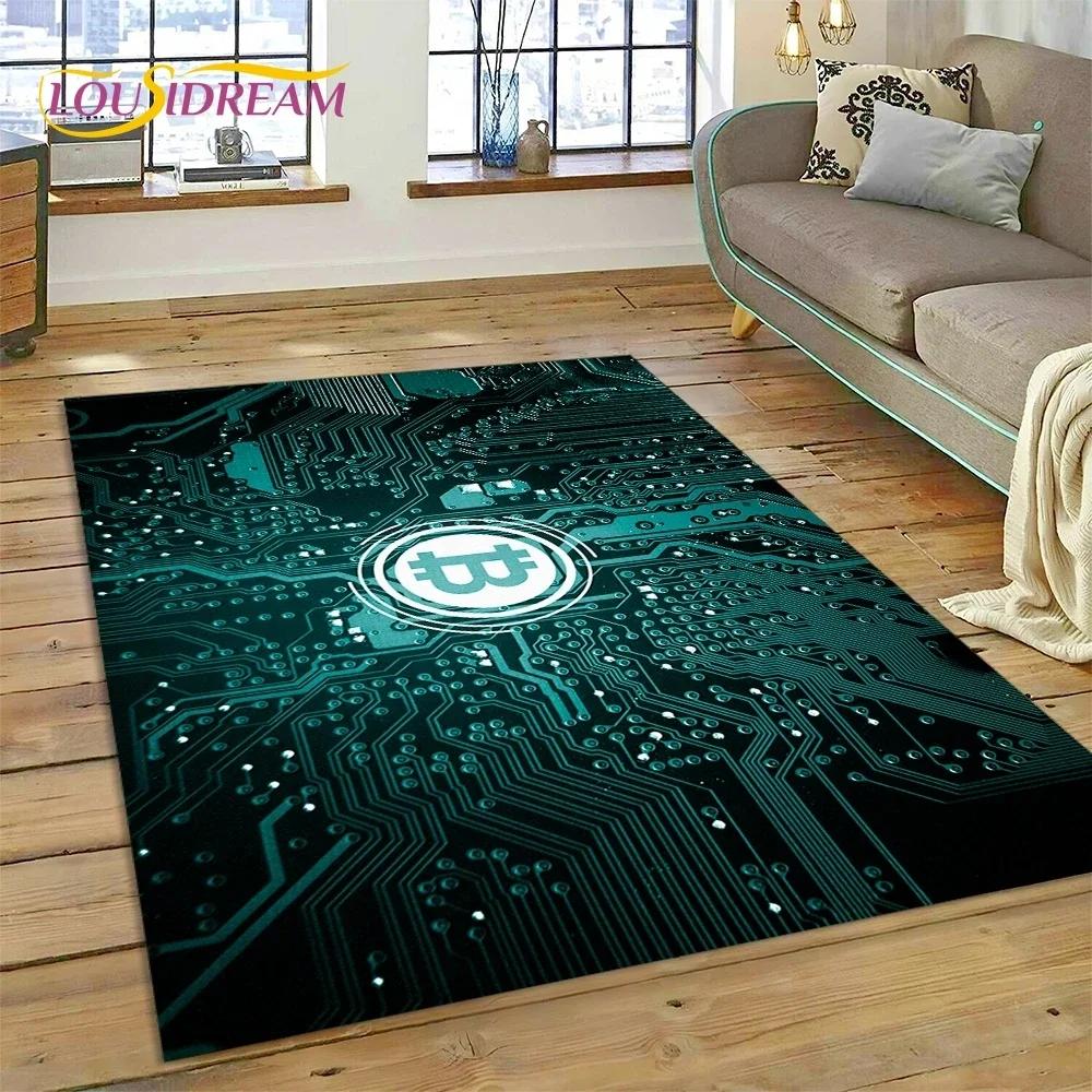 3D Ковер Bitcoin Виртуальная Валюта NFT для Спальни Гостиной Дома Декор Дивана, Детская Игра Большой Декоративный Напольный Коврик