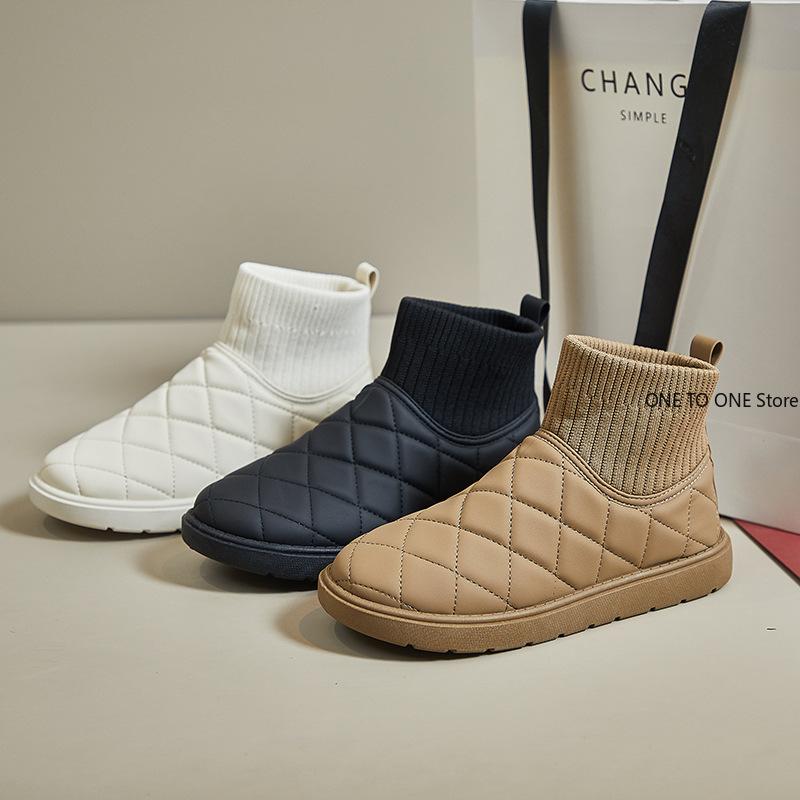 Fashion Snow Boots Women's Velvet Thickening 2024 New Winter Fashion Short-tube Slip-on Warm Bread Cotton Shoes Winter Boots