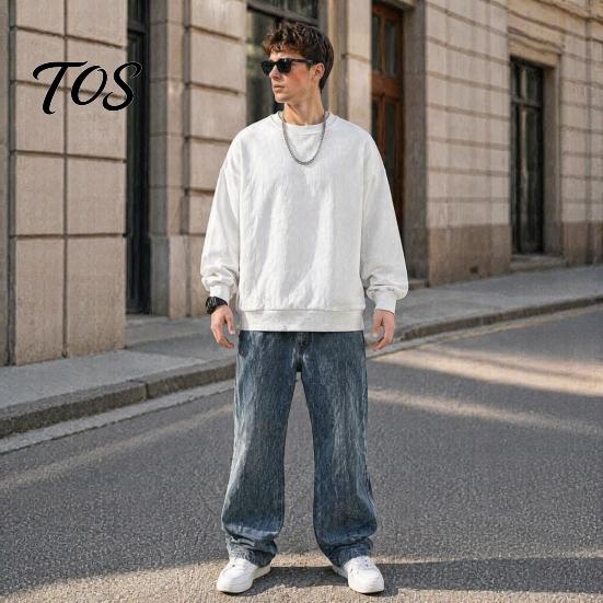 Breathable Workout Apparel Men Long Sleeve Sweatshirt, Loose Fit Pullover Shirt, Solid Outdoor Travel Clothing Color Crew Neck Sweatshirt for