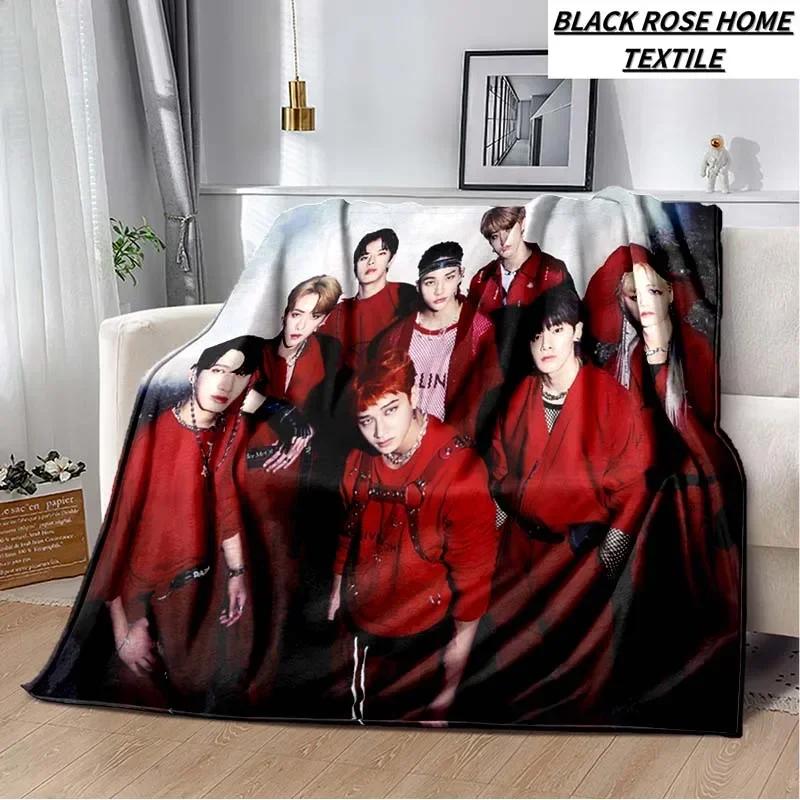 Плед с модным принтом KPOP stray-kids Idol Art, для гостиной, мягкий плюшевый плед для сна, Плед