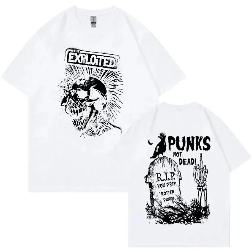 Футболка с ретро-графикой Band The Exploited Punks Not Dead Streetwear, мужская и женская футболка в стиле хип-хоп из 100% хлопка, свободные футболки