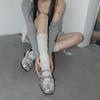 Fashion Elegant Silver Lolita Leather Shoes | Buckled Mary Jane Flats with Sheer Socks, Ideal for Sweet & Chic Outfits