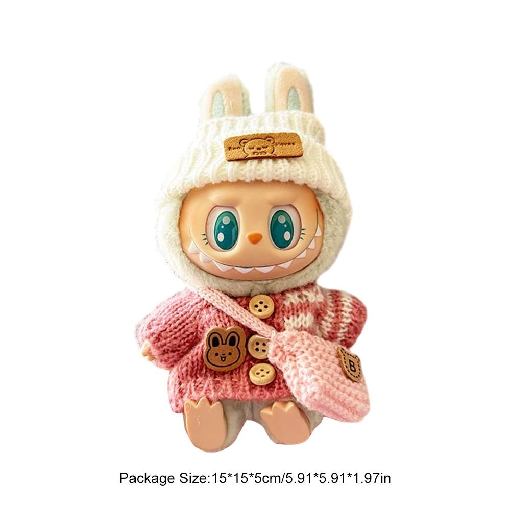 17 см Мини Плюшевая Кукла Одежда Наряд Аксессуары для Labubu V1 V2 Кукла Идол Сидящая Вечеринка Милое Украшение Макарон Одежда Подарок