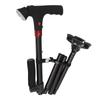 Elderly Folding Cane Height Adjust T Type Handle Extension Walking Cane with LED Light