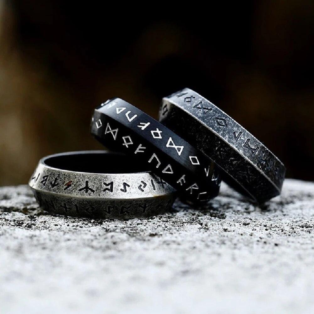 New Design Simple Odin Norse Viking Amulet Rune Ring For Men Women 316L Stainless Steel Fashion Words Retro Jewelry Wholesale