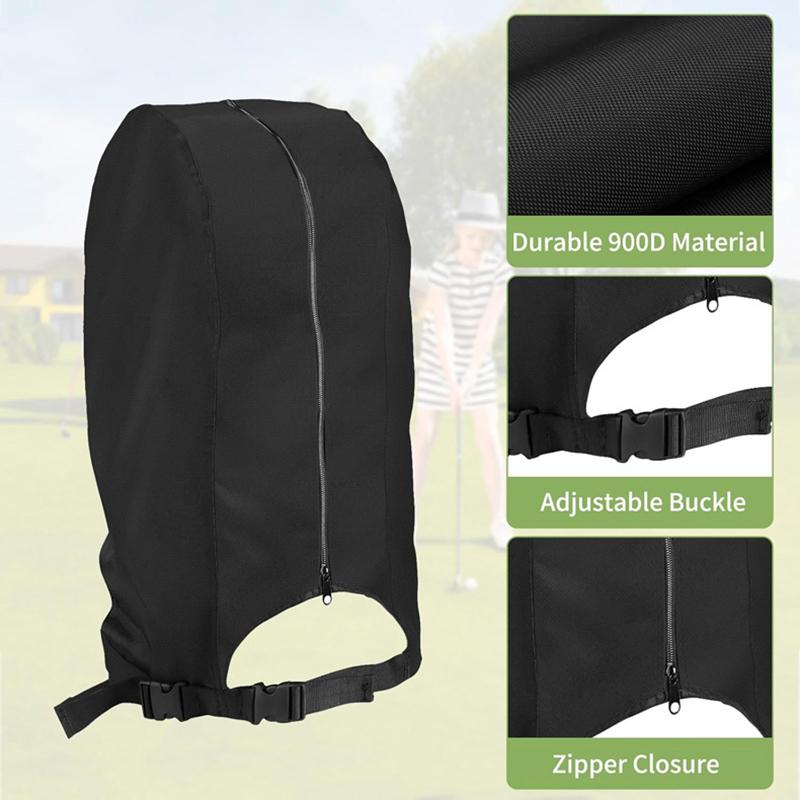 Портативный черный чехол от дождя для сумки для гольфа, пылезащитный, с капюшоном, защита клюшек, чехол от дождя для сумки для гольфа и тележки, сумка на стойке