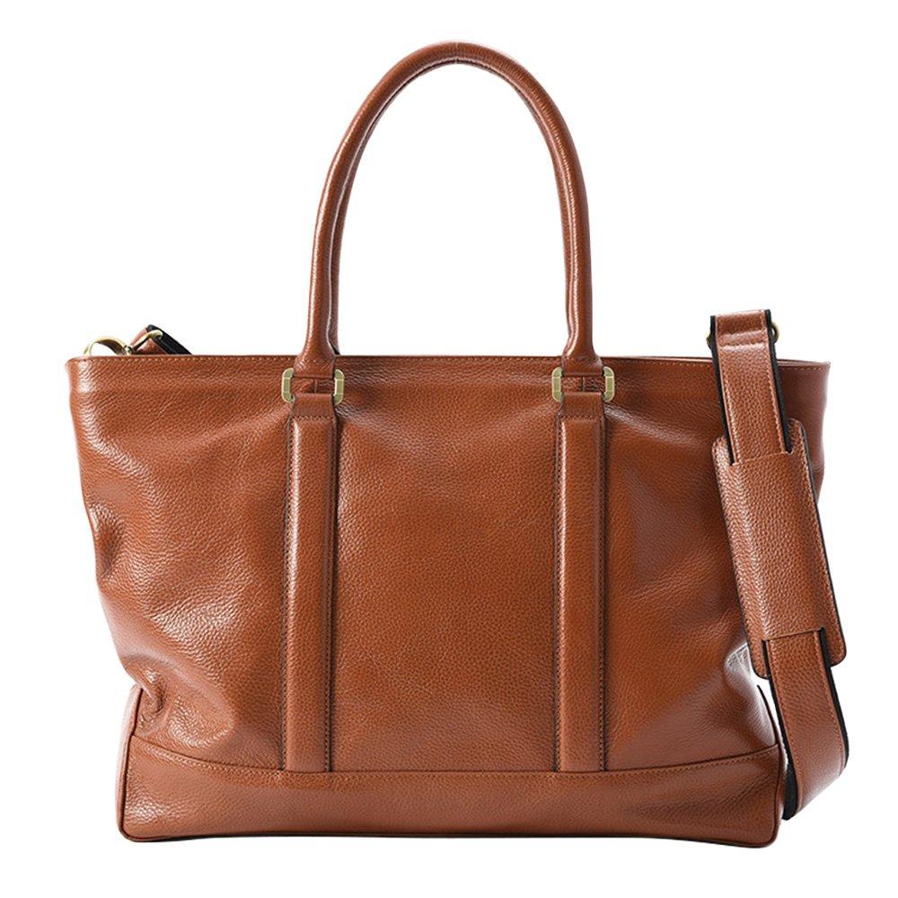 GOLDMEN Men's TOUGH Genuine Leather Business Tote Bag, GA202 (Brown)