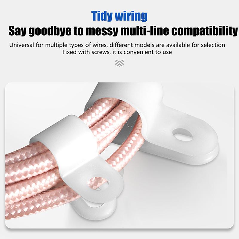 100Pcs/Pack U-Type R-Type Nylon Clamp Cable Clips Plastic Hose Fasteners Mount Fix Hardware Electrical Fitting Wire Management