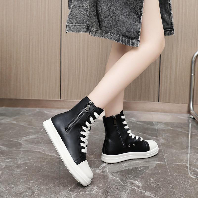 Классическая повседневная обувь из лакированной кожи 2024 года, кроссовки на весенней молнии, удобные женские туфли больших размеров из кожи для ходьбы