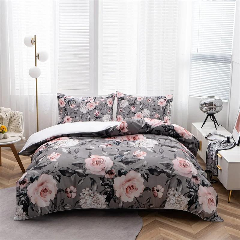 ValentineS Day Gifts Blue Rose Floral Duvet Cover Collection King Size 3 Pieces 3D Printed Blossom Bedding Collection Room Decoration Women