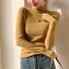 H679 Women's Slim Fit Half-High Collar Long-Sleeve Solid Color Warm Top for Autumn/Winter