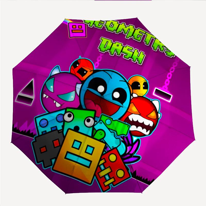 Geometry Dash Fashionable Automatic Opening/Closing Folding Umbrella. Portable and Foldable, Ideal for Gift, Travel, and Daily Use.