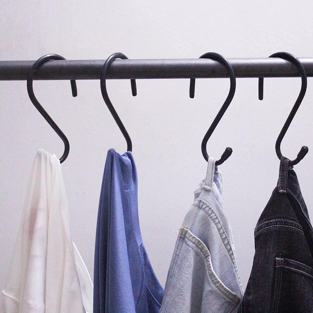 4 Pack Large S Hooks for Hanging Heavy Duty, 6 inch Non Slip Vinyl Coated Metal Closet S Hooks for Hanging Kitchen Utensil Pot Pan Cups Clothes Jeans