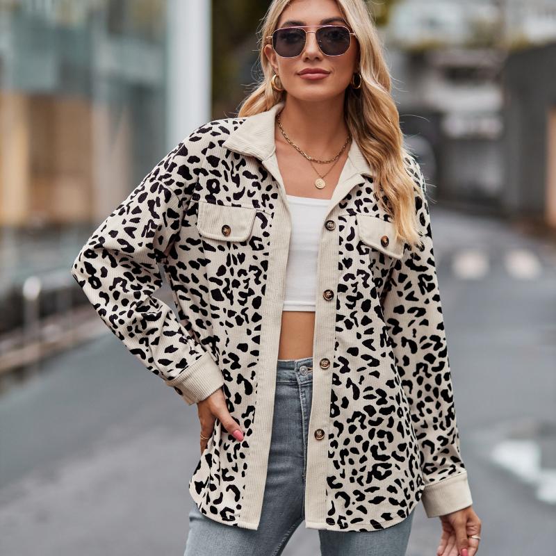 Весенне-осенняя женская куртка с леопардовым принтом и длинными рукавами, рубашка-куртка, женская