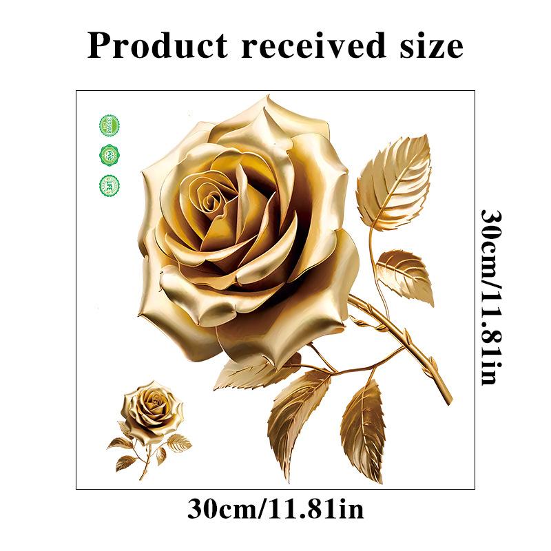 Наклейки на унитаз для ванной комнаты Современный минималистичный узор с золотыми цветами Самоклеящиеся картины для украшения ванной комнаты и гостиной