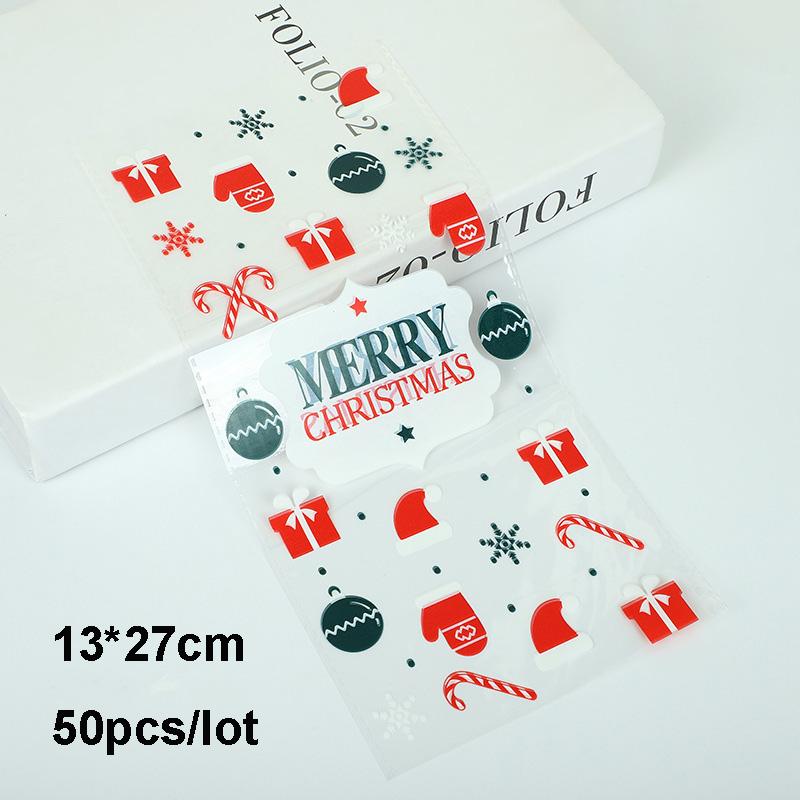 Хороший Новый год, ручная работа, 50 шт., упаковка для конфет, печенья, выпечка, Санта-Клаус, рождественские сувениры, детский целлофановый подарок на вечеринку