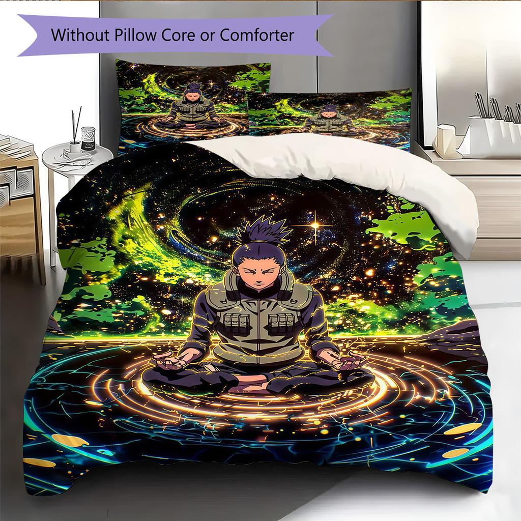 Shikamaru Nara Pattern Bedding Quilt Set Home Decoration Gift (1 * duvet cover + 2 * pillowcase without core)