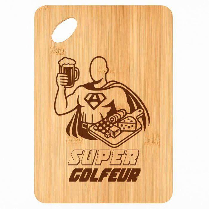 Planche à découper / Plateau apéro - PLANETEE - Super Golfeur - Bambou - 30 x 20 x 1 cm - Bords arrondis