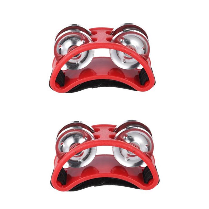 2PC Elliptical Drum Companion Hand Foot Jingle Drum Children Musical Educational Tambourine Percussion Instruments For KTV Party