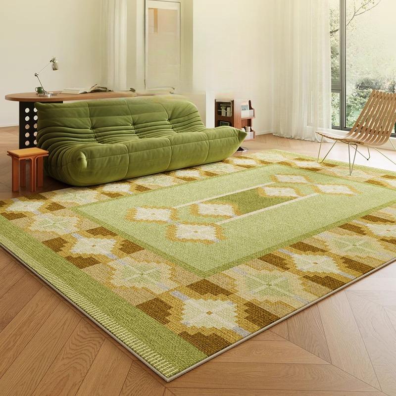 Moroccan Style Rugs for Bedroom Large Area Living Room Decoration Green Carpet Fluffy Soft Lounger Floor Mat Thick Washable Rug