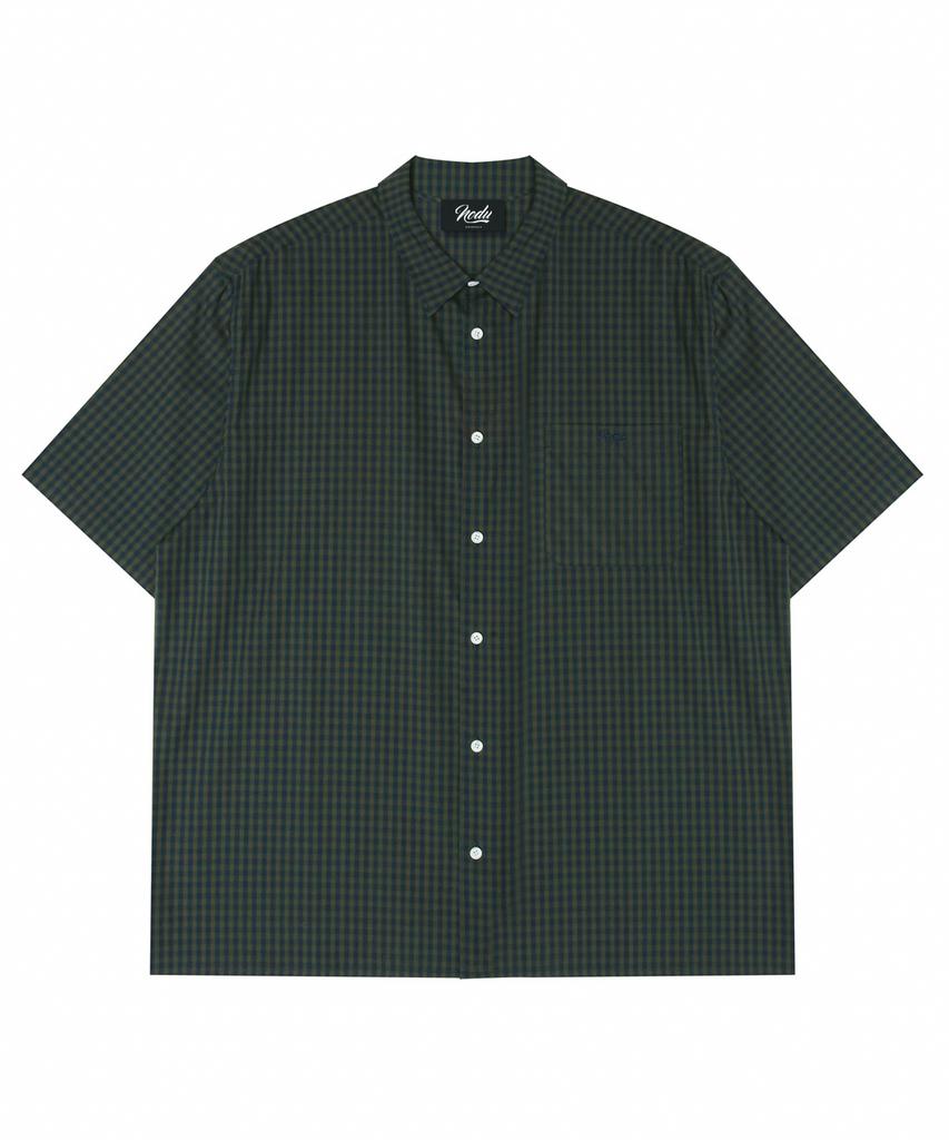 Рубашка NODU Check Boxy Half Street [Зеленая]