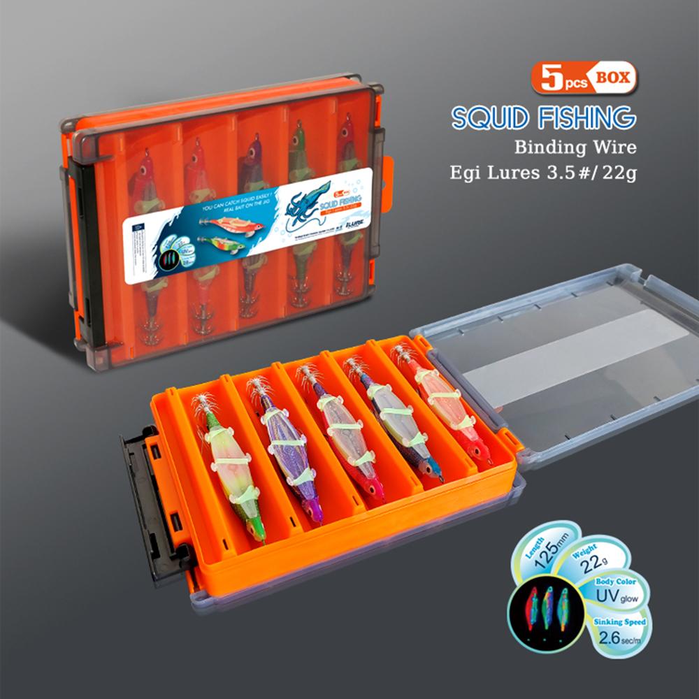 5 шт., светящаяся приманка для креветок, жесткая искусственная приманка, деревянная приманка для креветок с крючками для кальмаров