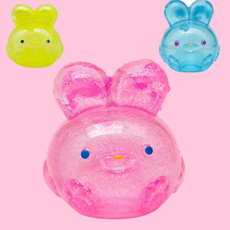 Игрушка-антистресс Needoh Jelly Hops Розовый Милый Кролик С блестками Прозрачный Сжимаемый ТПР Эластичный Нетоксичный Для СДВГ Сенсорный Подарок для Взрослого