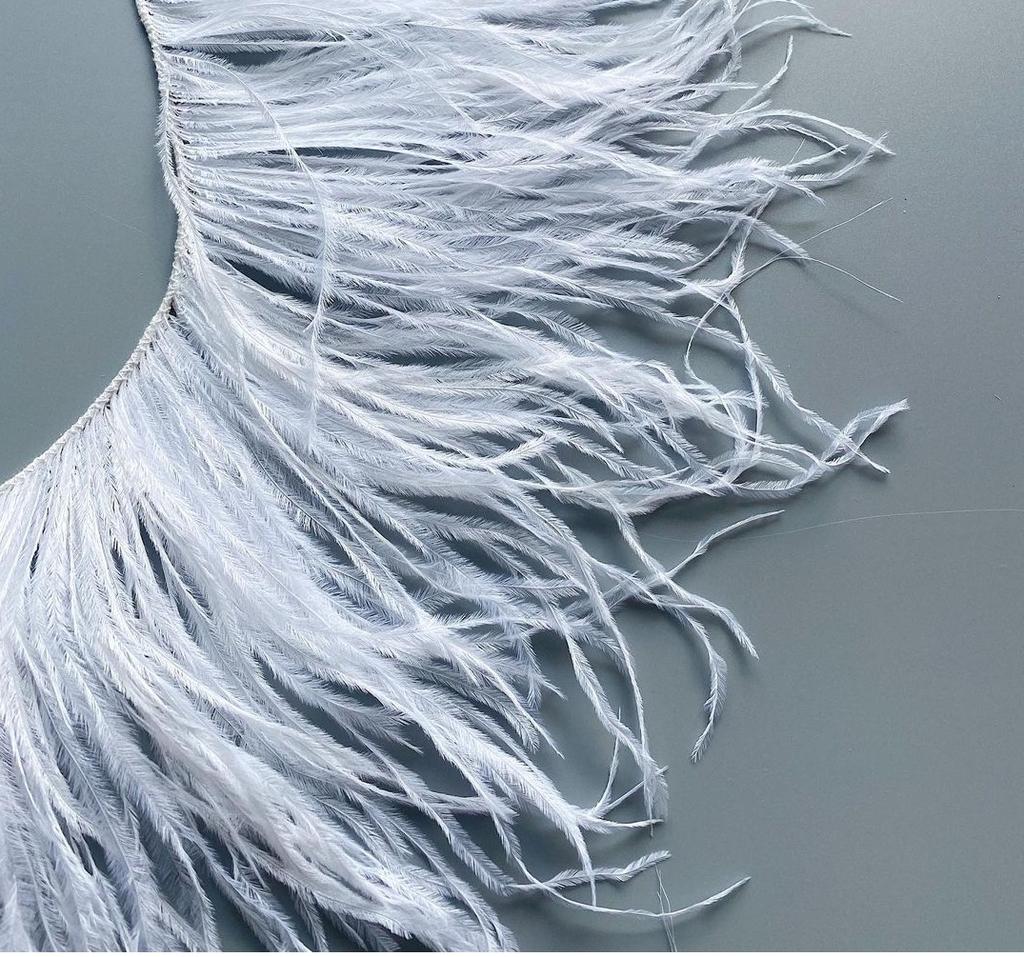 1 Метр Черная Отделка из Страусиных Перьев Высокое Качество Индивидуальная Бахрома из Перьев для Свадебного Платья для Вечеринки Одежда Шитье