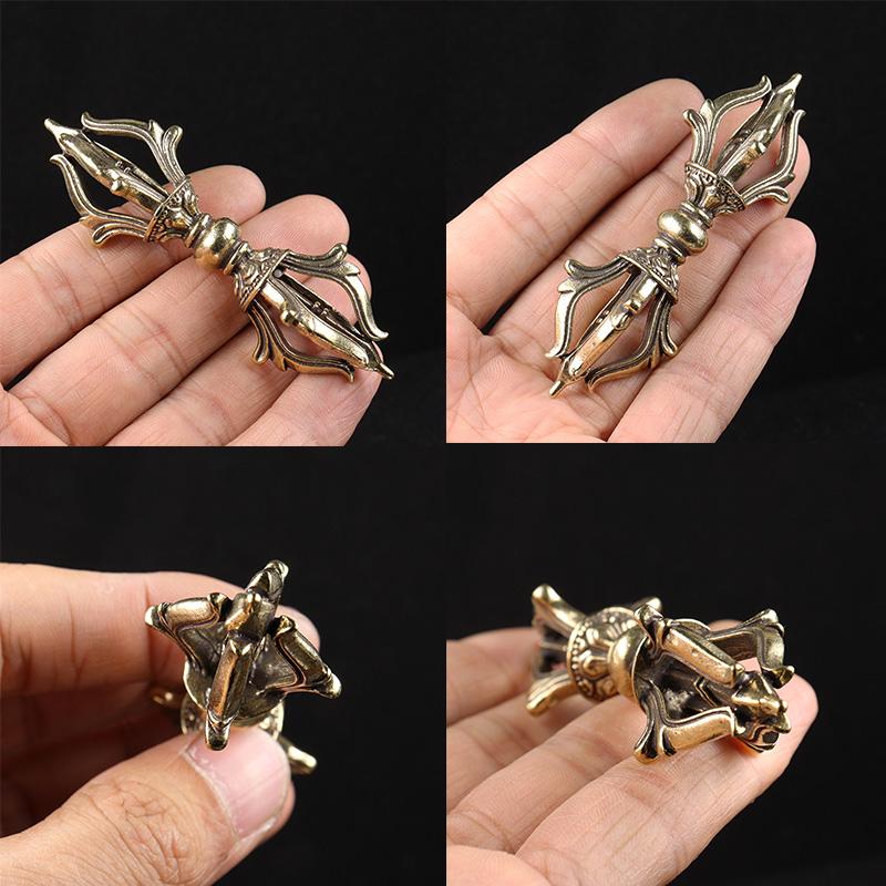 Винтажная медная ваджра пестик фэн-шуй орнамент религиозная коллекция инструмент Будды украшения для дома античная латунь декор для стола