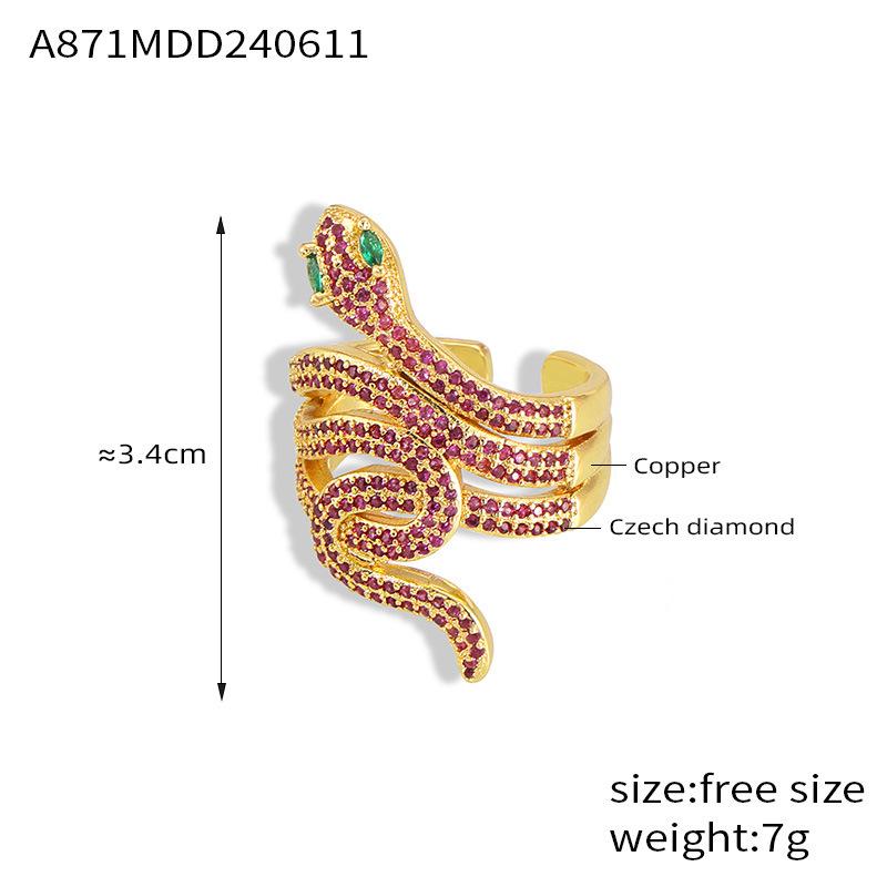 Популярное кольцо-змеевик с медным позолоченным цирконием для женщин, легкие предметы роскоши
