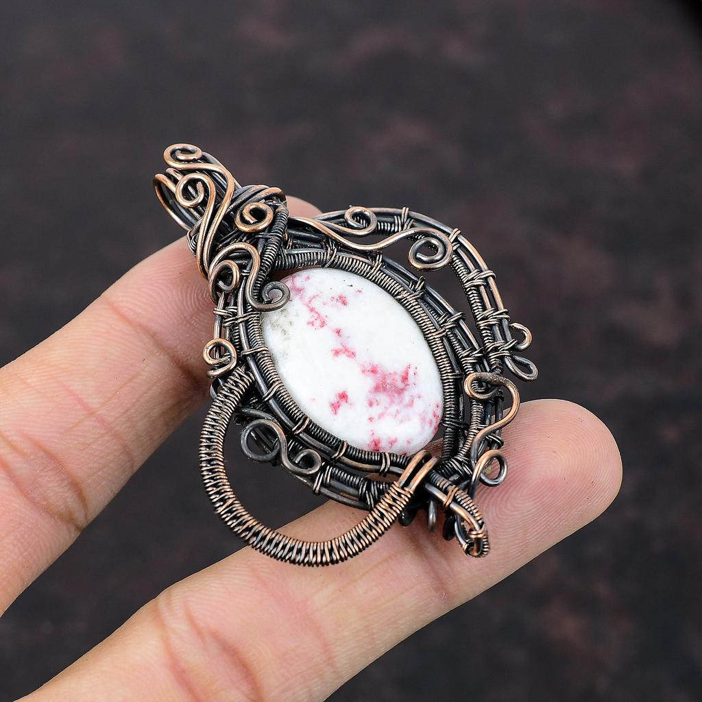 Подвеска из киновари, подвеска из медной проволоки, ювелирное изделие ручной работы, подвеска из натурального драгоценного камня, ювелирное изделие из медной проволоки, подарок для него, стильный кулон