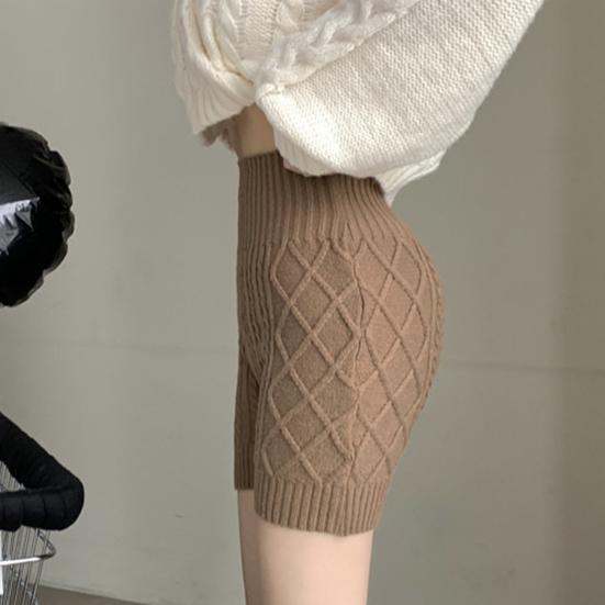 Женские зимние шорты Yousheng, трикотажные, с высокой талией, эластичные, однотонные, сохраняющие тепло, защищающие от воздействия окружающей среды, базовые шорты для повседневной носки дома и не только