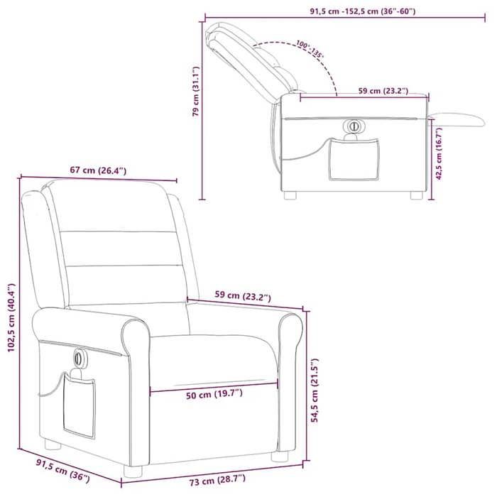 VidaXL Electric Reclining Massage Chair Bordeaux Red Fabric 3303307