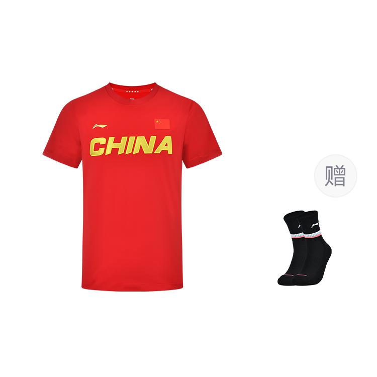 Мужские футболки Li Ning с круглым вырезом, умеренного прямого кроя, AHSS983-2