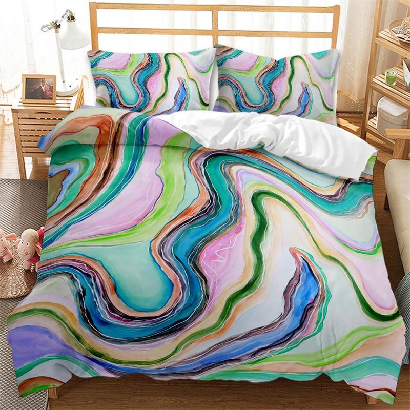 Шикарный девчачий мраморный пододеяльник с абстрактным геометрическим узором, комплект постельного белья из микрофибры, блестящий синий пододеяльник, покрывало King Queen для ребенка, подростка, мальчика