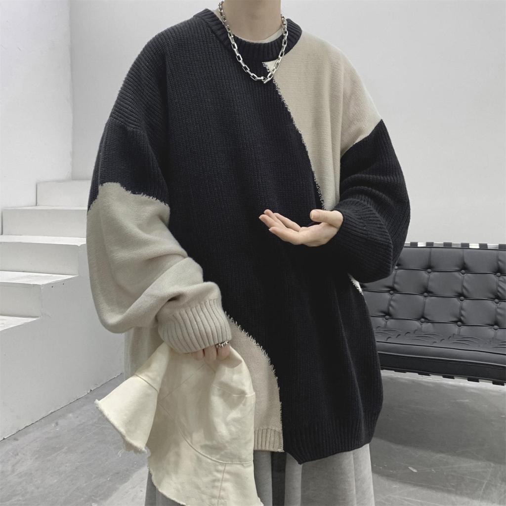 Мужской зимний свитер с круглым вырезом — модный американский бренд, уникальный дизайн с контрастными цветами